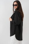 Merterium 5946 Oversize Uzun Gömlek Tunik - Siyah