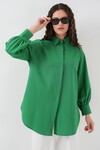 Merterium 5946 Oversize Uzun Gömlek Tunik - Yeşil