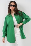 Merterium 5946 Oversize Uzun Gömlek Tunik - Yeşil