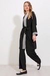 Merterium 6643 Örme Kimono Takım - Siyah