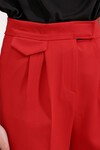 Merterium 6645 Yüksek Bel Cırtlı Palazzo Pantolon - Kırmızı