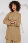 Merterium 6678 Keten Tunik Pantolon İkili Takım - Bisküvi