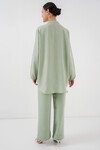 Merterium 6678 Keten Tunik Pantolon İkili Takım - E.Yeşil
