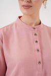 Merterium 6678 Keten Tunik Pantolon İkili Takım - Pembe