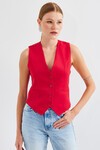 Merterium 6796 Kısa Dokuma Yelek - Kırmızı