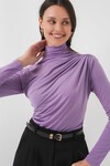 Merterium 925 Büzgü Detaylı Sandy Bluz - Lila