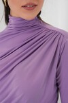 Merterium 925 Büzgü Detaylı Sandy Bluz - Lila
