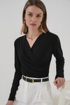 Merterium 939 Anvelop Yaka Sandy Bluz - Siyah