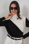 Merterium 940 Büzgü Detaylı Sandy Bluz - Siyah