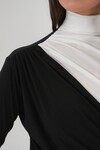 Merterium 940 Büzgü Detaylı Sandy Bluz - Siyah