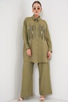 Merterium Desenli Tunik Pantolon İkili Takım 6720 - Çağla