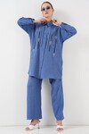 Merterium Desenli Tunik Pantolon İkili Takım 6720 - İndigo