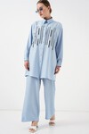 Merterium Desenli Tunik Pantolon İkili Takım 6720 - Mavi