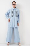 Merterium Desenli Tunik Pantolon İkili Takım 6720 - Mavi