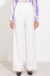 Merterium Kadın Beyaz Bol Paça Kumaş Pantolon 6647