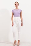 Merterium Kadın Beyaz Yüksek Bel Kumaş Pantolon 6650