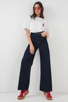 Merterium Kadın Bol Paça Yüksek Bel Palazzo Kot Pantolon 6656 - K. Lacivert