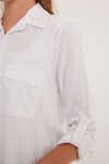 Merterium Kadın Cep Detaylı Gömlek 20234 - Beyaz