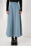 Merterium Kadın Cep Detaylı Uzun Etek 8024 - İndigo
