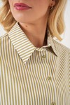 Merterium Kadın Çizgili Oversize Gömlek 20332 - Çağla