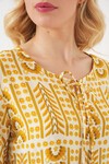 Kadın Desenli Kısa Kol Bluz 969 - Sarı