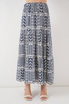 Kadın Desenli Uzun Etek 8053 - Krem