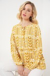Kadın Desenli Uzun Kol Bluz 970 - Sarı