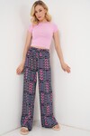 Kadın Desenli Viskon Pantolon 6749 - Lacivert