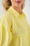 Merterium Kadın Kısa Kol Crop Gömlek 20335 - Sarı