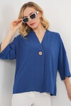 Kadın Kısa Kol Oversize Kimono 5969 - İndigo