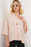 Kadın Kısa Kol Oversize Kimono 5969 - Krem