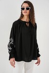 Merterium Kadın Nakışlı Örme Bluz 941 - Siyah