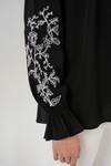 Merterium Kadın Nakışlı Örme Bluz 941 - Siyah