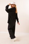 Merterium Kadın Örme Gömlek Pantolon İkili Takım 1004 - Siyah