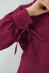 Merterium Kadın Oversize Bağcıklı Gömlek 5954 - Bordo