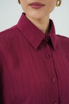 Merterium Kadın Oversize Bağcıklı Gömlek 5954 - Bordo