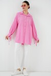 Merterium Kadın Oversize Bağcıklı Gömlek 5954 - Pembe