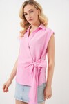 Kadın Sıfır Kol Anvelop Gömlek 20343 - Pembe