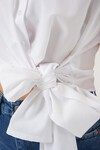 Merterium Kadın Sıfır Kol Önü Bağlamalı Gömlek 20340 - Beyaz