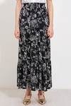 Kadın Siyah Desenli Uzun Viskon Etek 1898