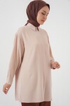 Merterium Kadın Uzun Gömlek Tunik 5945 - Krem