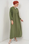 Merterium Kadın Uzun Tesettür Elbise 2525 - Haki