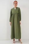 Merterium Kadın Uzun Tesettür Elbise 2525 - Haki
