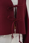 Merterium Önü Bağlamalı Keten Kimono 960 - Bordo