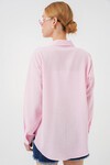 Tek Cepli Oversize Keten Gömlek - Pembe