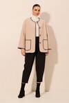 0690 Boyfriend Nakışlı Kaşe Ceket - Bej