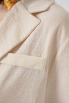 0706 Crop Keten Ceket - M. Krem