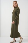 15839 Boydan Triko Elbise - Haki