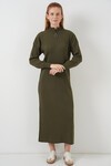 15839 Boydan Triko Elbise - Haki