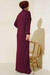 15900 Boydan Tesettür Triko Elbise - Y.Bordo
